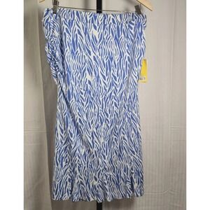 NWT Diane Von Furstenberg  Women's L Ruched‎ Sea Twig Blue Skirt Flared A-Line